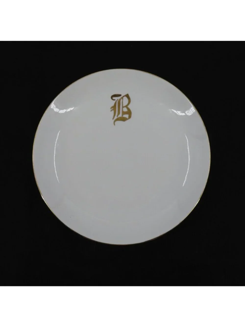 Hutschenreuther Selb Bavaria 10.6in B Gold Monogram Initial Solid White Plate